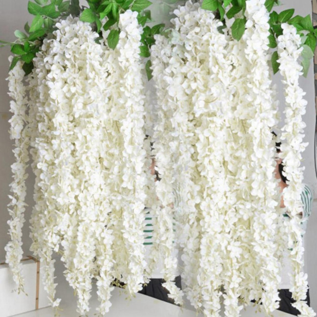 20/40Pcs 30CM Artificial Wisteria Flower Garland UV Resistant Home Wedding Party Fake Flower Garland Indoor Outdoor Hanging White Faux Bloom Decoration 20/40Pcs 30CM Artificial Wisteria Flower Garland UV Resistant Home Wedding Party Fake Flower Garland Indoor Outdoor Hanging White Faux Bloom Decoration