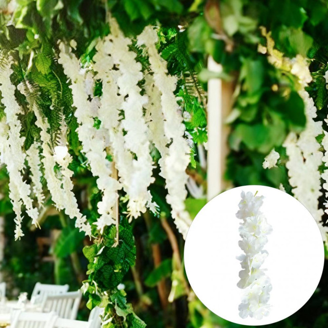 20/40Pcs 30CM Artificial Wisteria Flower Garland UV Resistant Home Wedding Party Fake Flower Garland Indoor Outdoor Hanging White Faux Bloom Decoration 20/40Pcs 30CM Artificial Wisteria Flower Garland UV Resistant Home Wedding Party Fake Flower Garland Indoor Outdoor Hanging White Faux Bloom Decoration