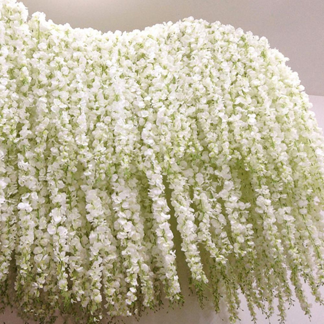 20/40Pcs 30CM Artificial Wisteria Flower Garland UV Resistant Home Wedding Party Fake Flower Garland Indoor Outdoor Hanging White Faux Bloom Decoration 20/40Pcs 30CM Artificial Wisteria Flower Garland UV Resistant Home Wedding Party Fake Flower Garland Indoor Outdoor Hanging White Faux Bloom Decoration