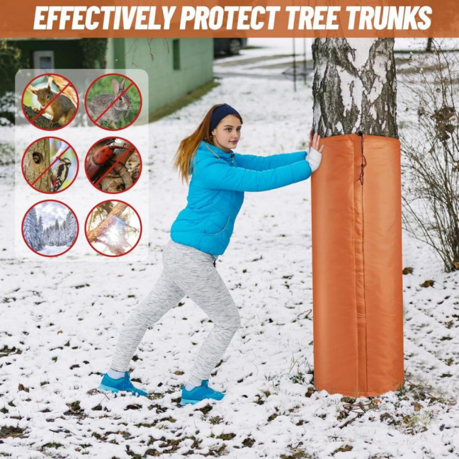 Winter Palm Tree Protector Tree Trunk Insulation Cover with Drawstring Cold Weather Tree Trunk Wrap for Garden Outdoor Protect Tree from Frost Snow Ice Deer 