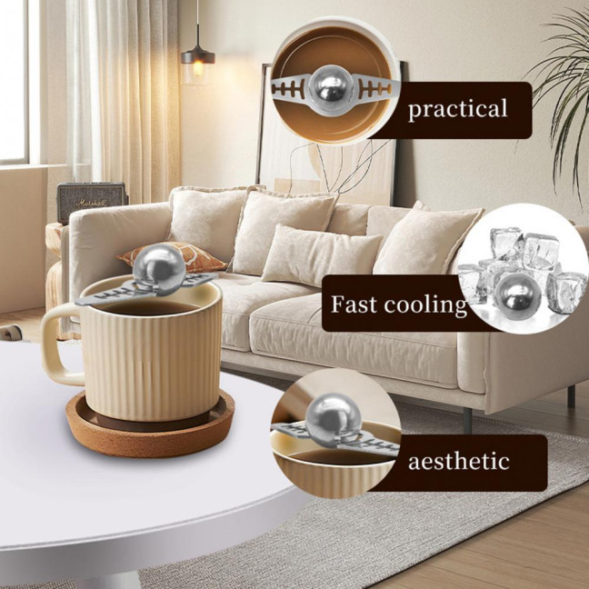 Espresso Cooling Ball Kit Espresso Coffee Cooler with Reusable Ice Sphere Stainless Steel Chiller Ball with Stand for Bourbon Cocktails Accessories