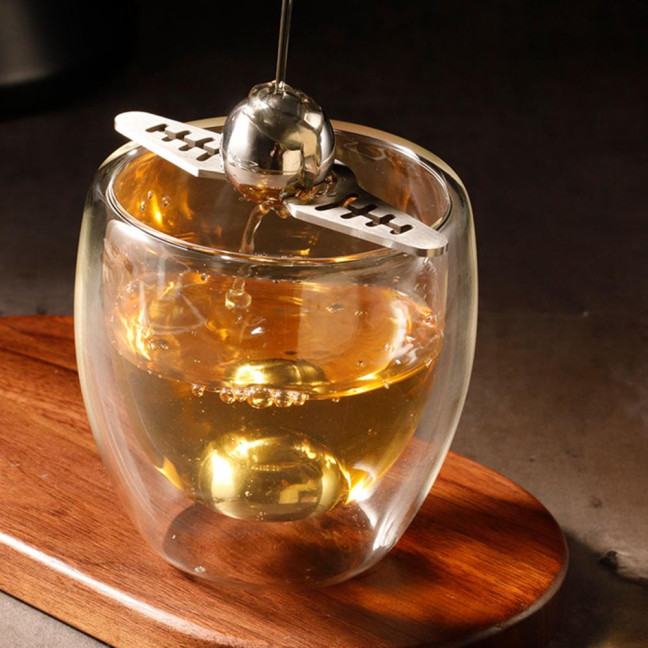 Espresso Cooling Ball Kit Espresso Coffee Cooler with Reusable Ice Sphere Stainless Steel Chiller Ball with Stand for Bourbon Cocktails Accessories