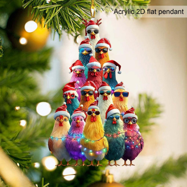 Christmas Tree Ornament Stacking Chicken/Coffee/Tennis Ball Christmas Ornament 2D Acrylic Hanging Decoration for Holiday Home Decor Christmas Tree Ornament Stacking Chicken/Coffee/Tennis Ball Christmas Ornament 2D Acrylic Hanging Decoration for Holiday Home Decor