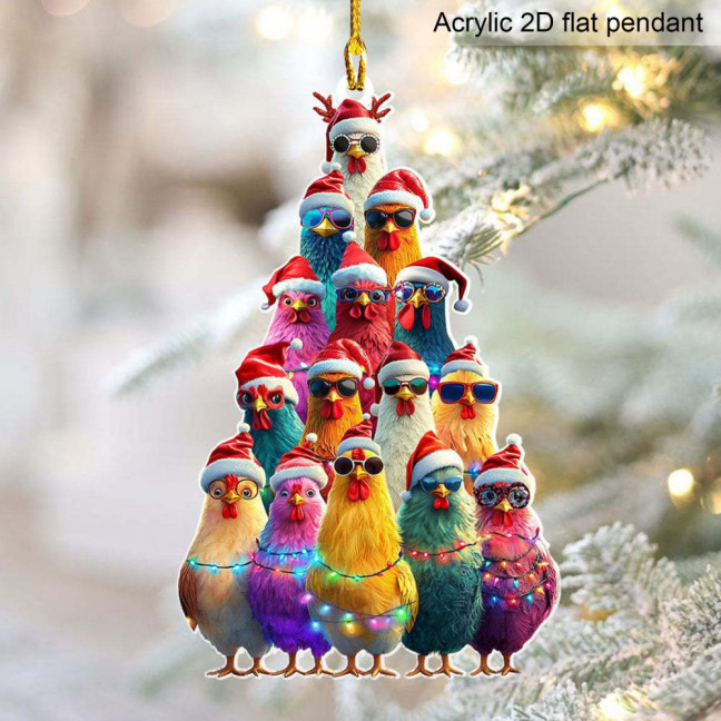 Christmas Tree Ornament Stacking Chicken/Coffee/Tennis Ball Christmas Ornament 2D Acrylic Hanging Decoration for Holiday Home Decor Christmas Tree Ornament Stacking Chicken/Coffee/Tennis Ball Christmas Ornament 2D Acrylic Hanging Decoration for Holiday Home Decor