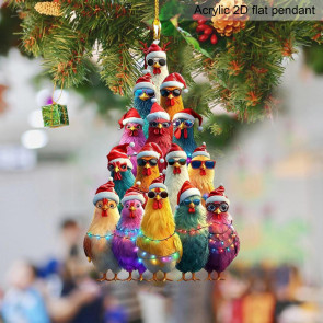Christmas Tree Ornament Stacking Chicken/Coffee/Tennis Ball Christmas Ornament 2D Acrylic Hanging Decoration for Holiday Home Decor