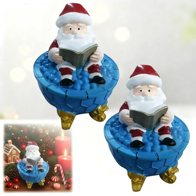 Christmas Santa Bubble Bath Lamp Cute Santa Reading A Book Bathtub Lamp USB Night Light for Bathroom Home Office Desk Decor