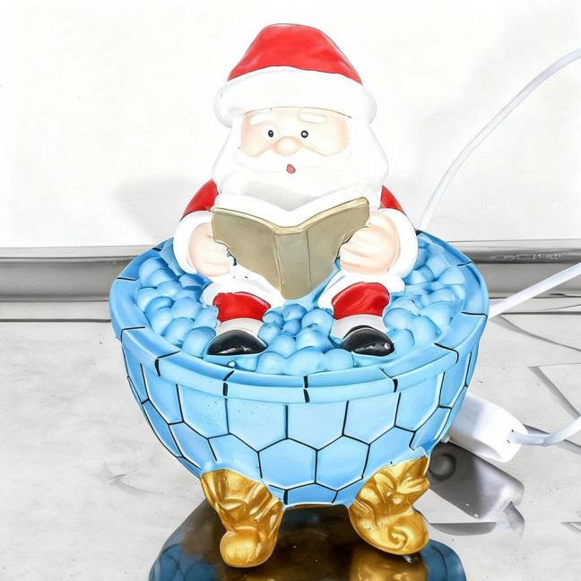 Christmas Santa Bubble Bath Lamp Cute Santa Reading A Book Bathtub Lamp USB Night Light for Bathroom Home Office Desk Decor
