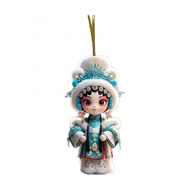 Chinese Opera Figurine Ornament Traditional Chinese Opera Girls Doll Hanging Decor 2D Acrylic Christmas Tree Ornament for Xmas Home Tree Decor