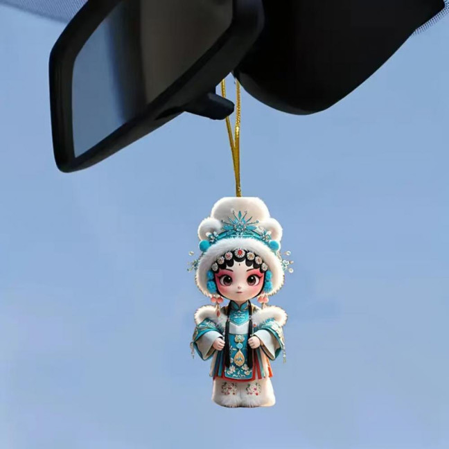 Chinese Opera Figurine Ornament Traditional Chinese Opera Girls Doll Hanging Decor 2D Acrylic Christmas Tree Ornament for Xmas Home Tree Decor
