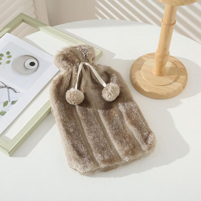 2000ML Rubber Hot Water Bottle with Soft Plush Cover Leak-Proof Back Neck Shoulder Menstrual Cramp Pain Relief Hot Cold Compress Warmer Bag 