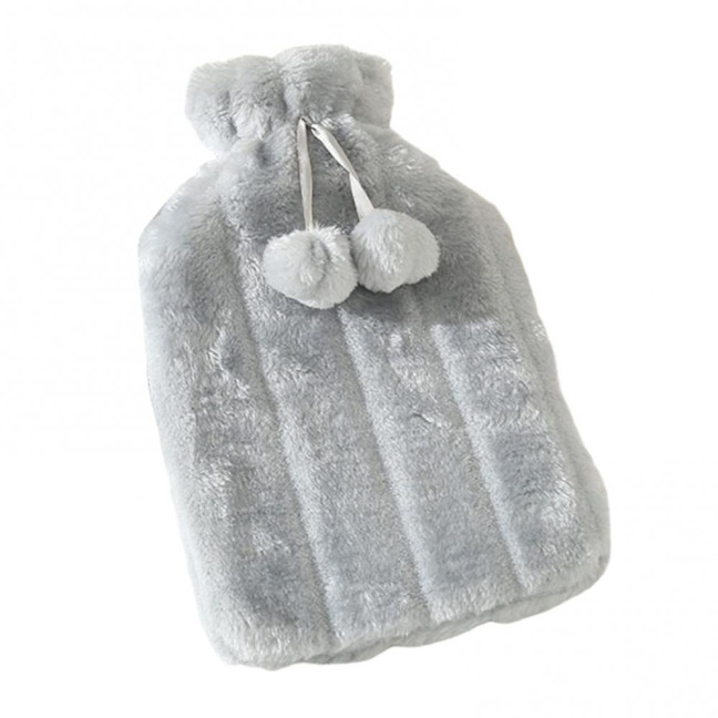 2000ML Rubber Hot Water Bottle with Soft Plush Cover Leak-Proof Back Neck Shoulder Menstrual Cramp Pain Relief Hot Cold Compress Warmer Bag 