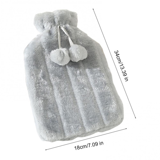 2000ML Rubber Hot Water Bottle with Soft Plush Cover Leak-Proof Back Neck Shoulder Menstrual Cramp Pain Relief Hot Cold Compress Warmer Bag 