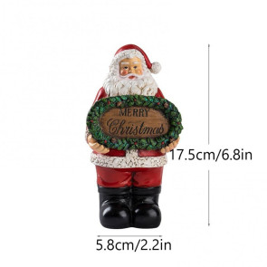 Merry Christmas Decoration Santa Claus Resin Statue for Holiday Home Display Festive Holding Sign Ornament for Shelf & Mantel