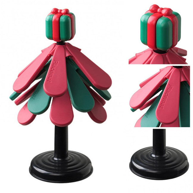 Christmas Tree Silicone Trivet Heat Resistant Pot Holder for Hot Pans Non-Slip Foldable Mat for Kitchen Dining Decor