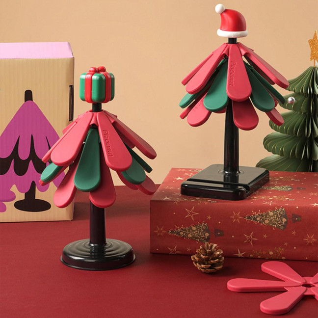 Christmas Tree Silicone Trivet Heat Resistant Pot Holder for Hot Pans Non-Slip Foldable Mat for Kitchen Dining Decor