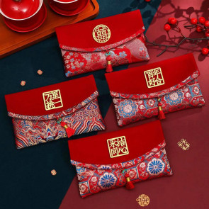 Large Capacity Wedding Red Envelope Blessing Embroidery Tassel Design Red Money Packet Chinese Style Red Money Packet for Weddings