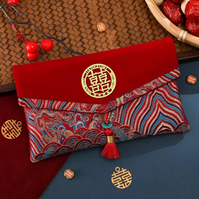 Large Capacity Wedding Red Envelope Blessing Embroidery Tassel Design Red Money Packet Chinese Style Red Money Packet for Weddings