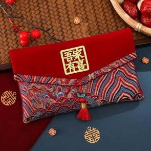 Large Capacity Wedding Red Envelope Blessing Embroidery Tassel Design Red Money Packet Chinese Style Red Money Packet for Weddings