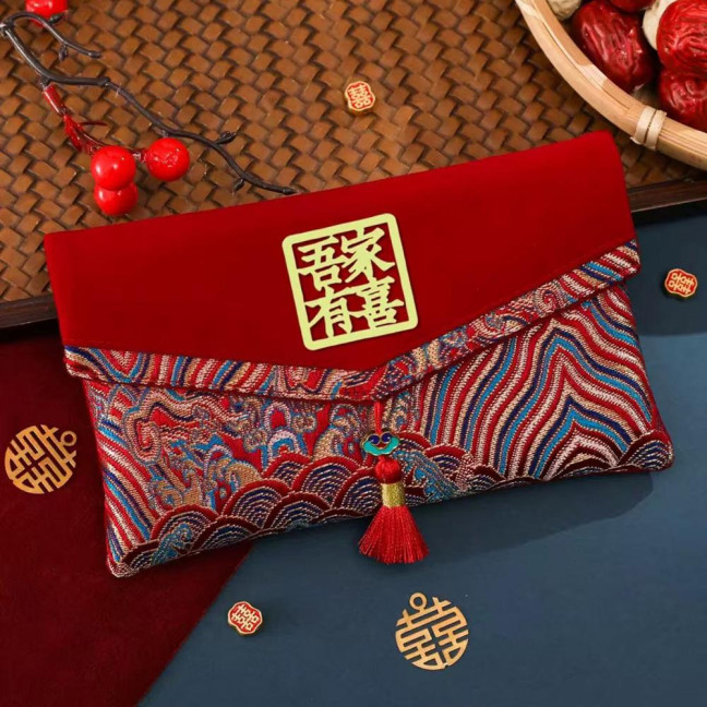 Large Capacity Wedding Red Envelope Blessing Embroidery Tassel Design Red Money Packet Chinese Style Red Money Packet for Weddings