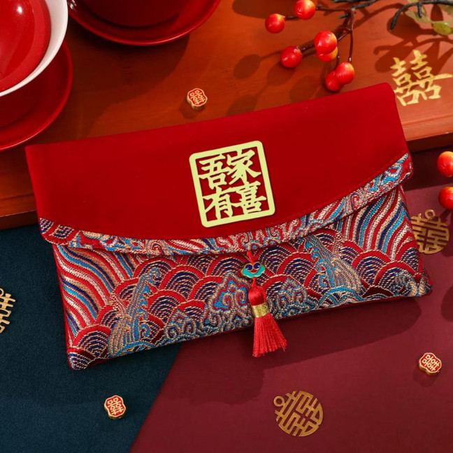 Large Capacity Wedding Red Envelope Blessing Embroidery Tassel Design Red Money Packet Chinese Style Red Money Packet for Weddings