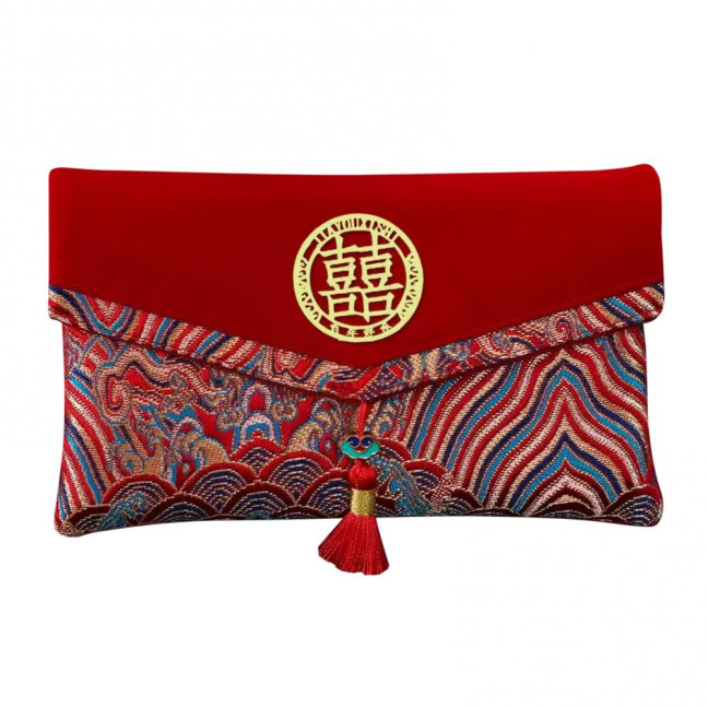 Large Capacity Wedding Red Envelope Blessing Embroidery Tassel Design Red Money Packet Chinese Style Red Money Packet for Weddings
