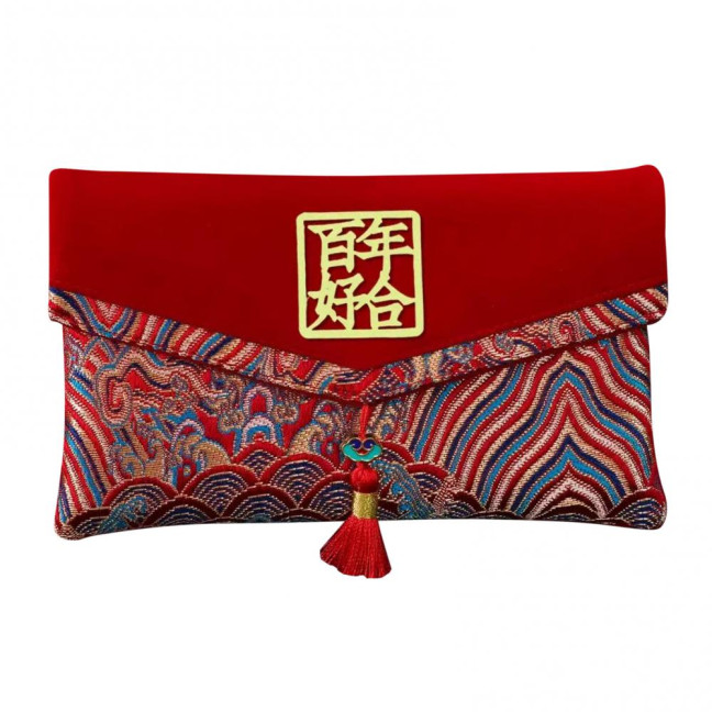 Large Capacity Wedding Red Envelope Blessing Embroidery Tassel Design Red Money Packet Chinese Style Red Money Packet for Weddings