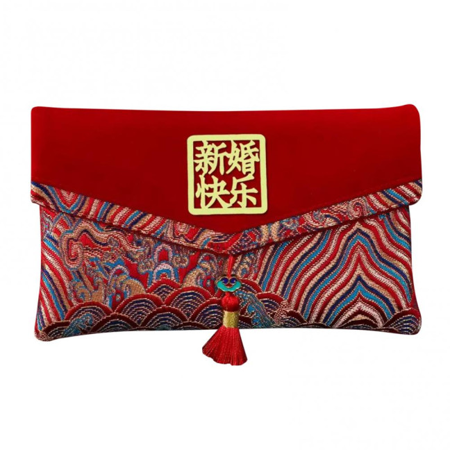 Large Capacity Wedding Red Envelope Blessing Embroidery Tassel Design Red Money Packet Chinese Style Red Money Packet for Weddings