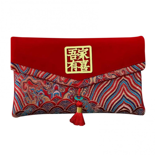 Large Capacity Wedding Red Envelope Blessing Embroidery Tassel Design Red Money Packet Chinese Style Red Money Packet for Weddings