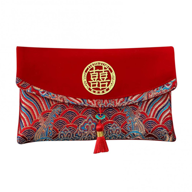 Large Capacity Wedding Red Envelope Blessing Embroidery Tassel Design Red Money Packet Chinese Style Red Money Packet for Weddings