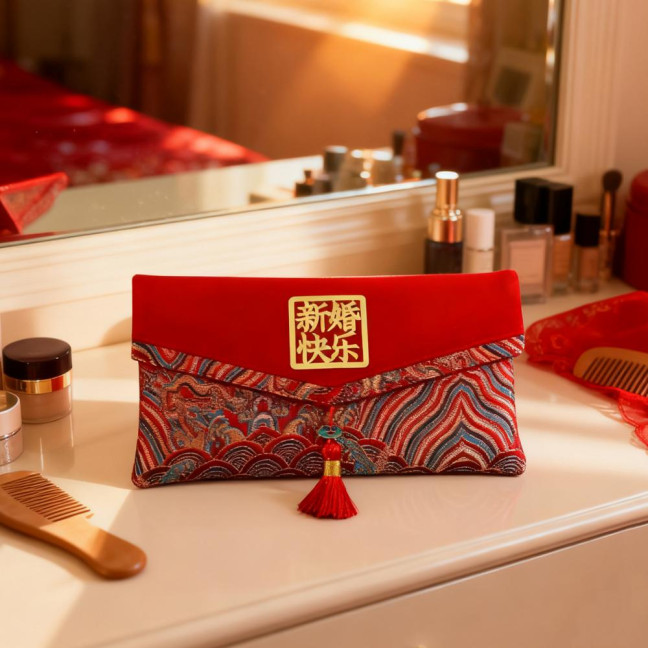 Large Capacity Wedding Red Envelope Blessing Embroidery Tassel Design Red Money Packet Chinese Style Red Money Packet for Weddings