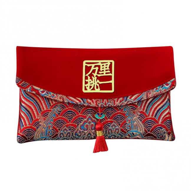 Large Capacity Wedding Red Envelope Blessing Embroidery Tassel Design Red Money Packet Chinese Style Red Money Packet for Weddings