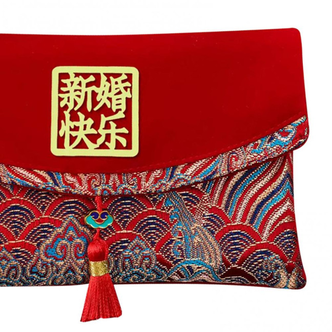 Large Capacity Wedding Red Envelope Blessing Embroidery Tassel Design Red Money Packet Chinese Style Red Money Packet for Weddings