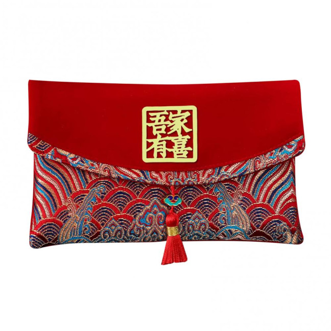 Large Capacity Wedding Red Envelope Blessing Embroidery Tassel Design Red Money Packet Chinese Style Red Money Packet for Weddings