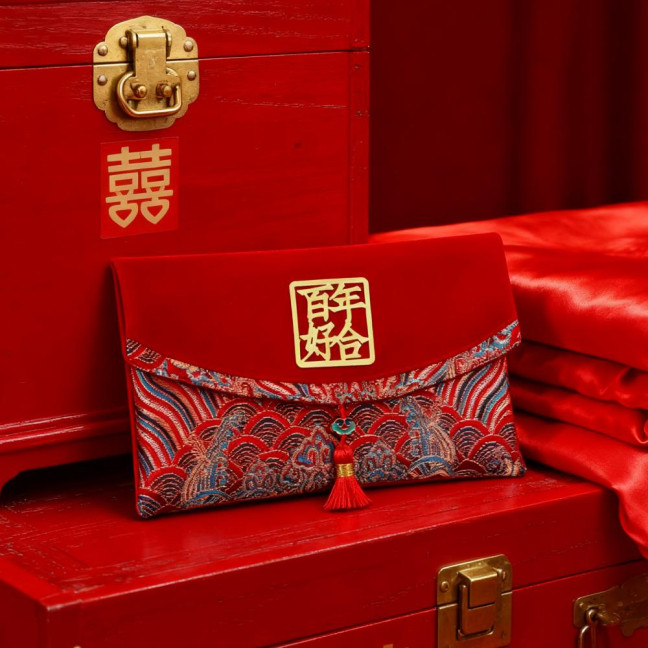 Large Capacity Wedding Red Envelope Blessing Embroidery Tassel Design Red Money Packet Chinese Style Red Money Packet for Weddings
