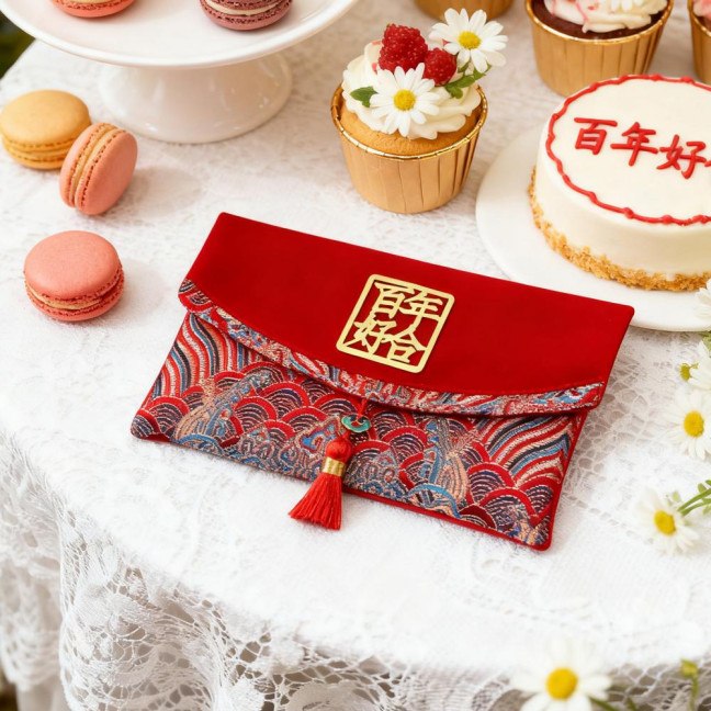 Large Capacity Wedding Red Envelope Blessing Embroidery Tassel Design Red Money Packet Chinese Style Red Money Packet for Weddings