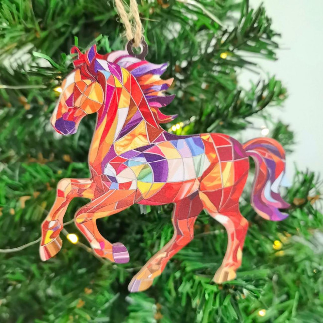 Christmas Horse Ornaments 2D Acrylic Colorful Horse Ornament for Christmas Tree Equestrian Gifts for Women Horse Lovers Christmas Horse Ornaments 2D Acrylic Colorful Horse Ornament for Christmas Tree Equestrian Gifts for Women Horse Lovers
