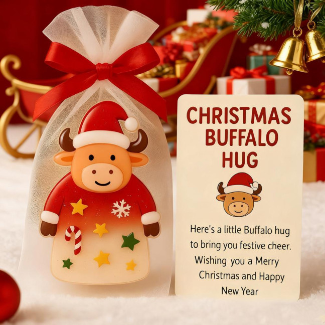 Christmas Pocket Hug Gift Mini Buffalo Pocket Hug Token with Heartwarming Cards Emotional Support Gifts for Friends Family Christmas Pocket Hug Gift Mini Buffalo Pocket Hug Token with Heartwarming Cards Emotional Support Gifts for Friends Family