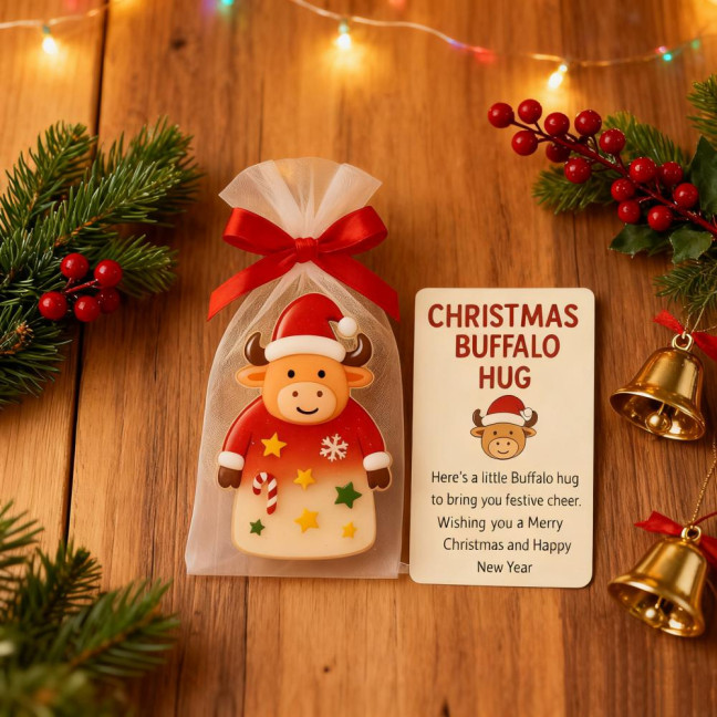 Christmas Pocket Hug Gift Mini Buffalo Pocket Hug Token with Heartwarming Cards Emotional Support Gifts for Friends Family Christmas Pocket Hug Gift Mini Buffalo Pocket Hug Token with Heartwarming Cards Emotional Support Gifts for Friends Family