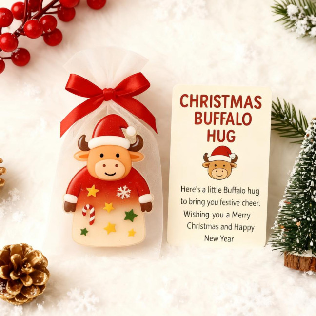 Christmas Pocket Hug Gift Mini Buffalo Pocket Hug Token with Heartwarming Cards Emotional Support Gifts for Friends Family Christmas Pocket Hug Gift Mini Buffalo Pocket Hug Token with Heartwarming Cards Emotional Support Gifts for Friends Family