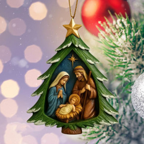 Nativity Christmas Tree Ornament Religious Acrylic Holy Family Hanging Ornament The Birth of Jesus Christian Decoration for Xmas Tree Decor
