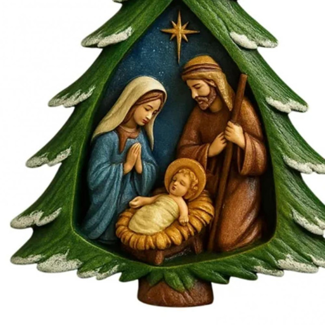 Nativity Christmas Tree Ornament Religious Acrylic Holy Family Hanging Ornament The Birth of Jesus Christian Decoration for Xmas Tree Decor