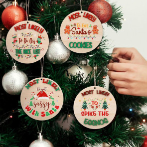 9Pcs Christmas Ornaments Xmas Tree Decoration Pendant Set with Santa Snowman Gingerbread Man Pattern Holiday Party Supplies