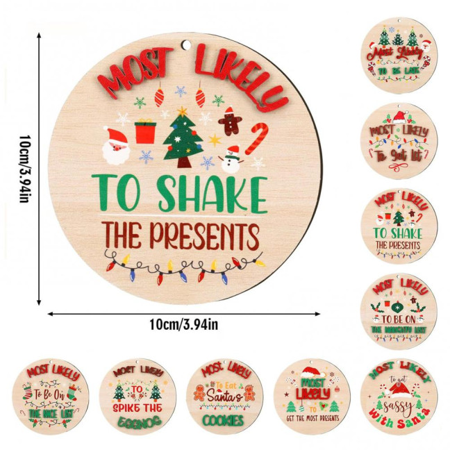 9Pcs Christmas Ornaments Xmas Tree Decoration Pendant Set with Santa Snowman Gingerbread Man Pattern Holiday Party Supplies