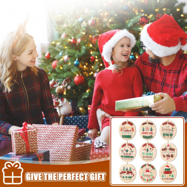 9Pcs Christmas Ornaments Xmas Tree Decoration Pendant Set with Santa Snowman Gingerbread Man Pattern Holiday Party Supplies