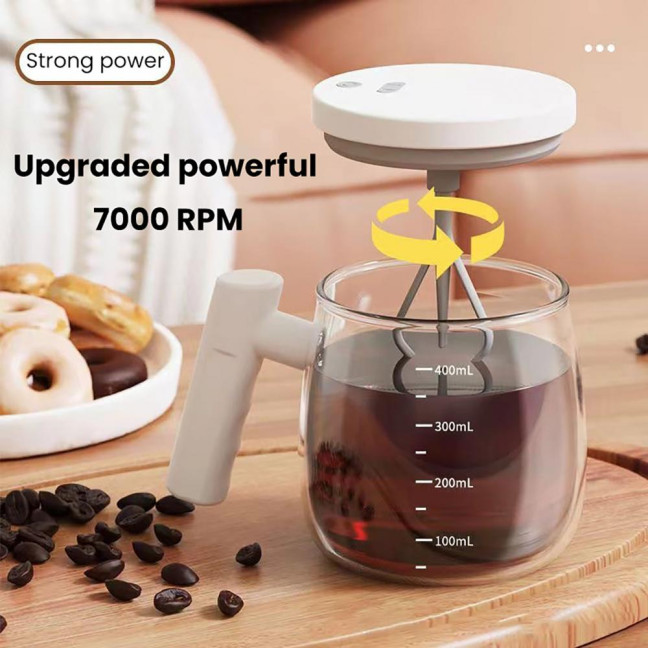 Automatic Coffee Stirring Cup Electric Mixer High Borosilicate Glass Lightweight Portable Versatile Automatic Drink Mixer