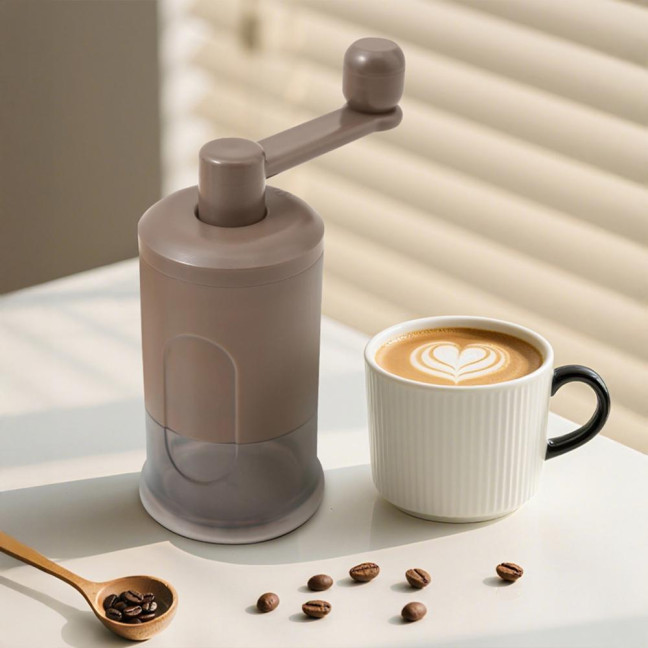 Manual Coffee Grinder Adjustable Smooth Grinding Coffee Mill with Clear Powder Container Portable Hand Crank Mill for Washing Coarse to Fine Grounds 