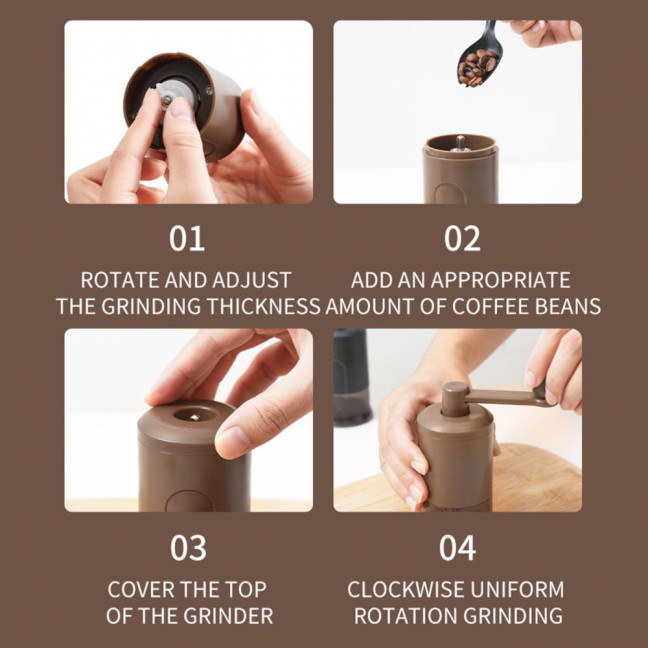 Manual Coffee Grinder Adjustable Smooth Grinding Coffee Mill with Clear Powder Container Portable Hand Crank Mill for Washing Coarse to Fine Grounds 