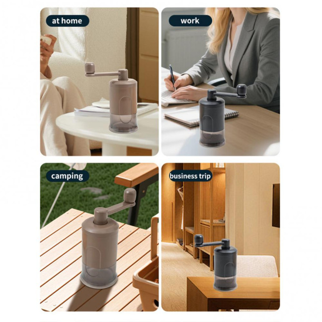 Manual Coffee Grinder Adjustable Smooth Grinding Coffee Mill with Clear Powder Container Portable Hand Crank Mill for Washing Coarse to Fine Grounds 