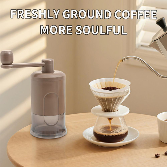 Manual Coffee Grinder Adjustable Smooth Grinding Coffee Mill with Clear Powder Container Portable Hand Crank Mill for Washing Coarse to Fine Grounds 