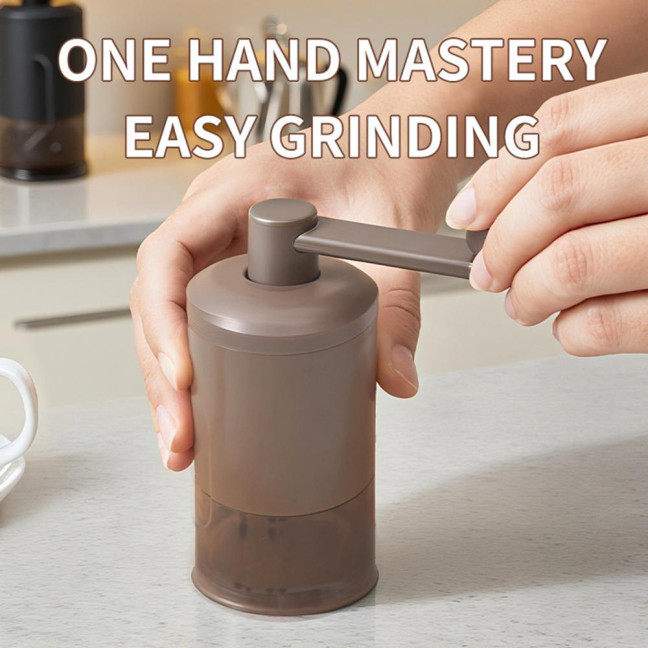 Manual Coffee Grinder Adjustable Smooth Grinding Coffee Mill with Clear Powder Container Portable Hand Crank Mill for Washing Coarse to Fine Grounds 